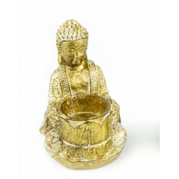 Подсвечник Будда золотой 14см (поликерамика)