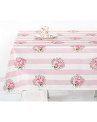 Скатерть Flowers pink stripe 150*150 см  