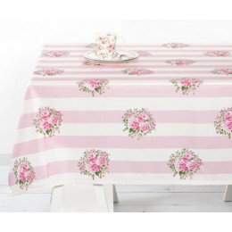 Скатерть Flowers pink stripe 150*150 см  