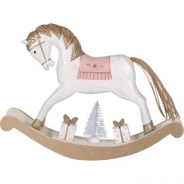 Деревянная лошадка rocking horse pale pink large