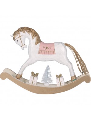 Деревянная лошадка rocking horse pale pink large