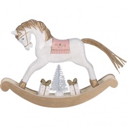 Деревянная лошадка rocking horse pale pink medium