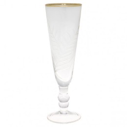 Бокал для шампанского clear with cutting and gold