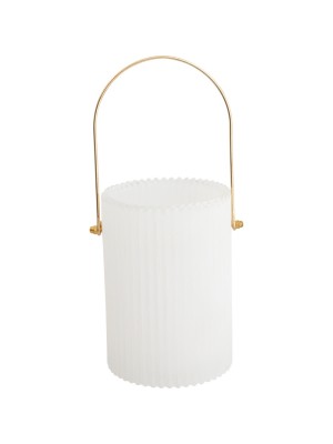 Подсвечник стеклянный white w gold handle medium