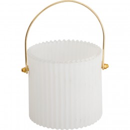 Подсвечник стеклянный white w gold handle small