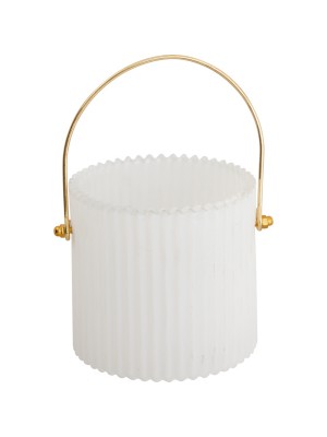 Подсвечник стеклянный white w gold handle small