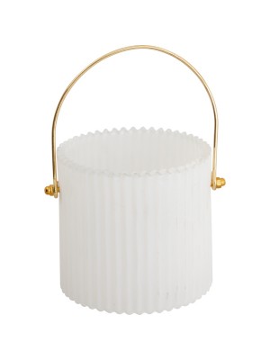 Подсвечник стеклянный white w gold handle small