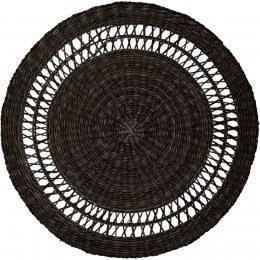 Плетеный коврик round straw black