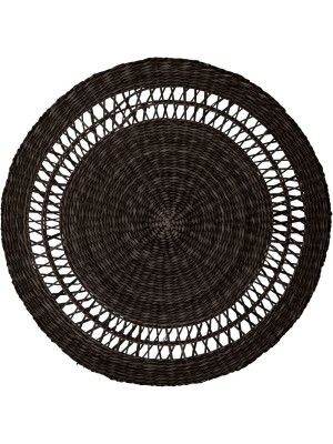 Плетеный коврик round straw black