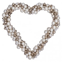 Елочная игрушка Heart Pearl white large