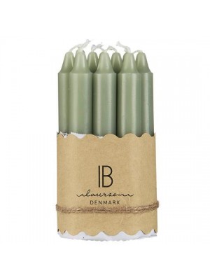 Набор свечей 10 шт dusty green H:10 см, D:1,3 см 