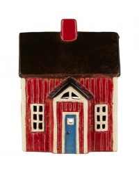 Подсвечник House Visby красный с синей дверью 8*17,5*13,3 см