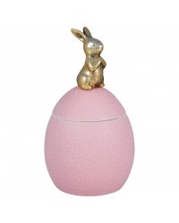 Шкатулка-яйцо с кроликом pale pink 18 см 