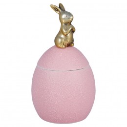Шкатулка-яйцо с кроликом pale pink 18 см 