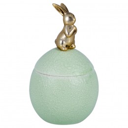 Шкатулка-яйцо с кроликом pale green 13,5 см