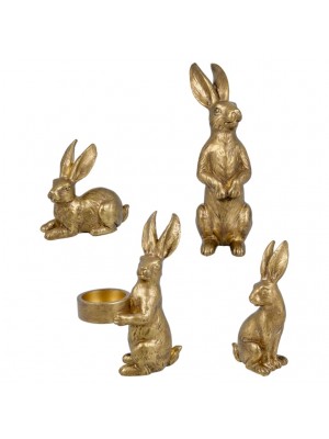 Набор фигурок кроликов gold set of 4