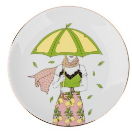 Тарелка Девушка с зонтиком (лимон)